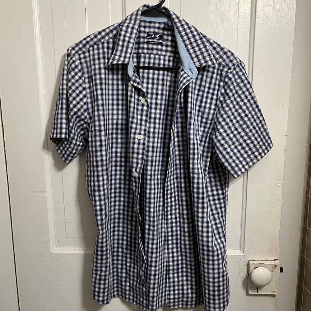Izod Blue Casual Button Down Shirt